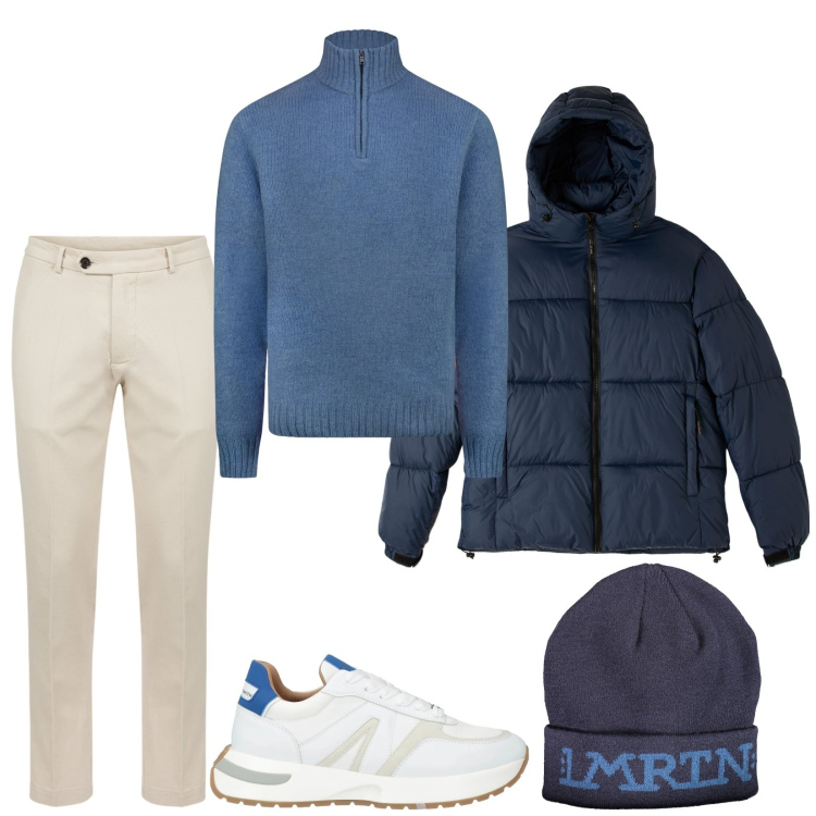 Outfit uomo - Total look #2028516. Stile Casual per Tutti i giorni. Abbinamento con sneakers, piumini, pantaloni, maglieria, berretti.