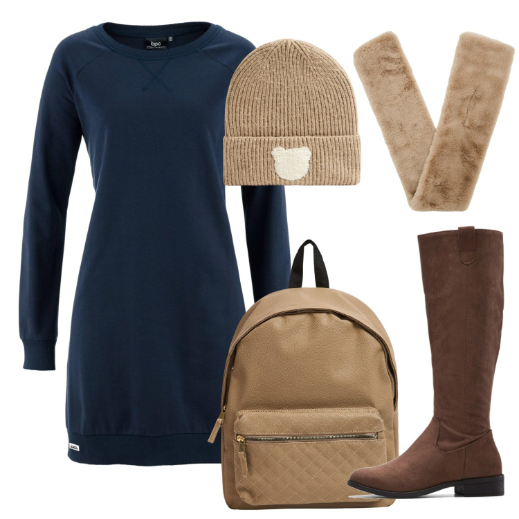 Outfit donna - City. Stile Bon Ton per Ufficio. Abbinamento con vestiti, stivali, sciarpe, zaini, berretti.