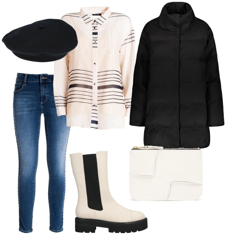 Outfit donna - Tu come me. Stile Casual per Tutti i giorni. Abbinamento con stivaletti, cappelli, camicie, jeans skinny, cappotti, portafogli.