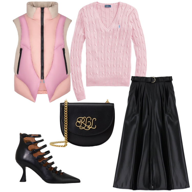 Outfit donna - Smanicato in saldo per serata. Stile Glamour per Serata fuori. Abbinamento con gonne lunghe, stivaletti, maglieria, borse a tracolla, piumini.