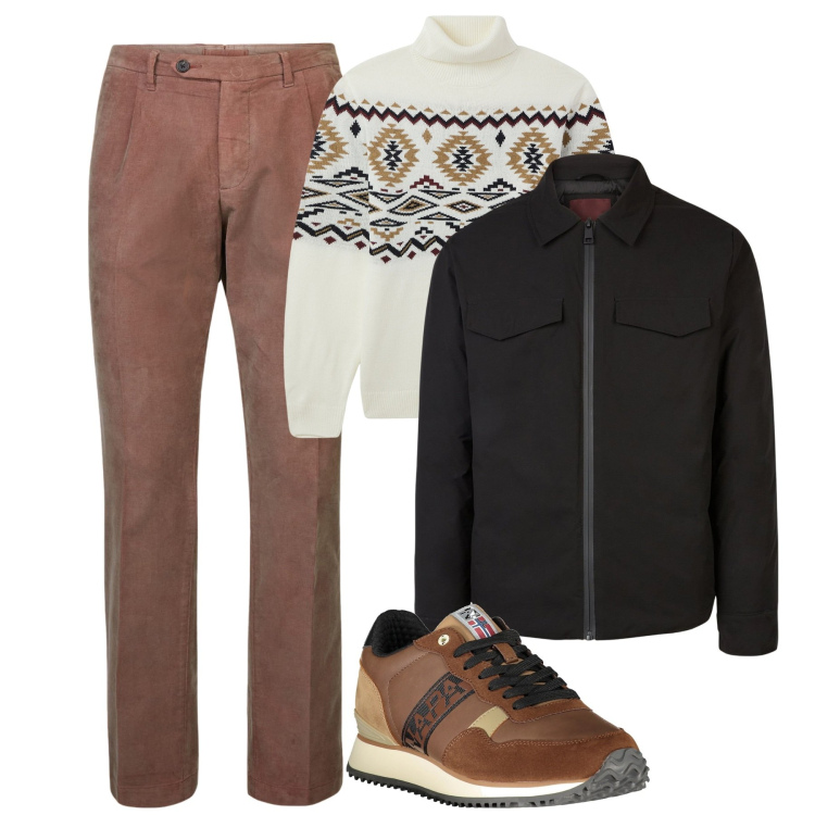 Outfit uomo - City. Stile Casual per Tutti i giorni. Abbinamento con maglieria, pantaloni, sneakers, piumini.