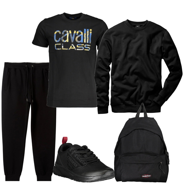 Outfit uomo - Total look #2029032. Stile Casual per Tutti i giorni. Abbinamento con felpe, pantaloni, sneakers, borse sportive, t-shirt.