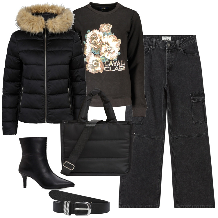 Outfit donna - City. Stile Casual chic per Tutti i giorni. Abbinamento con giacche, stivaletti, jeans dritti, shopping bag, cinture, felpe.