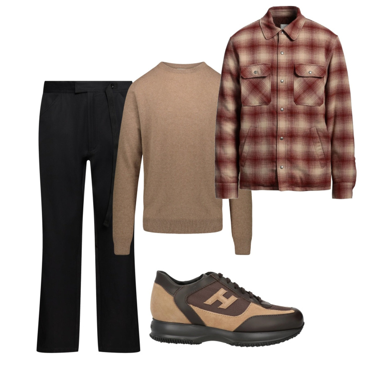 Outfit uomo - City. Stile Casual per Tutti i giorni. Abbinamento con sneakers, giacche, maglieria, pantaloni.