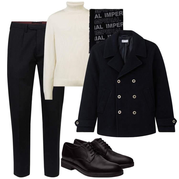 Outfit uomo - Il doppiopetto corto versatile. Stile Urban per Tutti i giorni. Abbinamento con cappotti, sciarpe, scarpe stringate, pantaloni, maglieria.