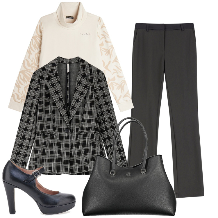 Outfit donna - La giacca a quadri. Stile Bon Ton per Ufficio. Abbinamento con blazer, pantaloni, felpe, décolleté, borse a spalla.