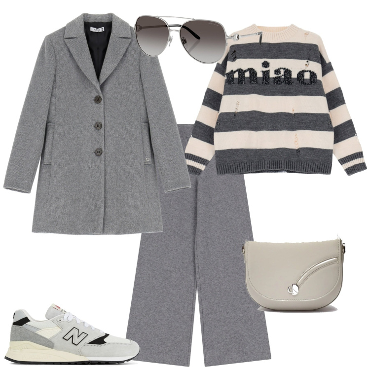 Outfit donna - Total look #2030063. Stile Sporty chic per Tutti i giorni. Abbinamento con sneakers, pantaloni, pullovers, cappotti, occhiali da sole, borse a tracolla.