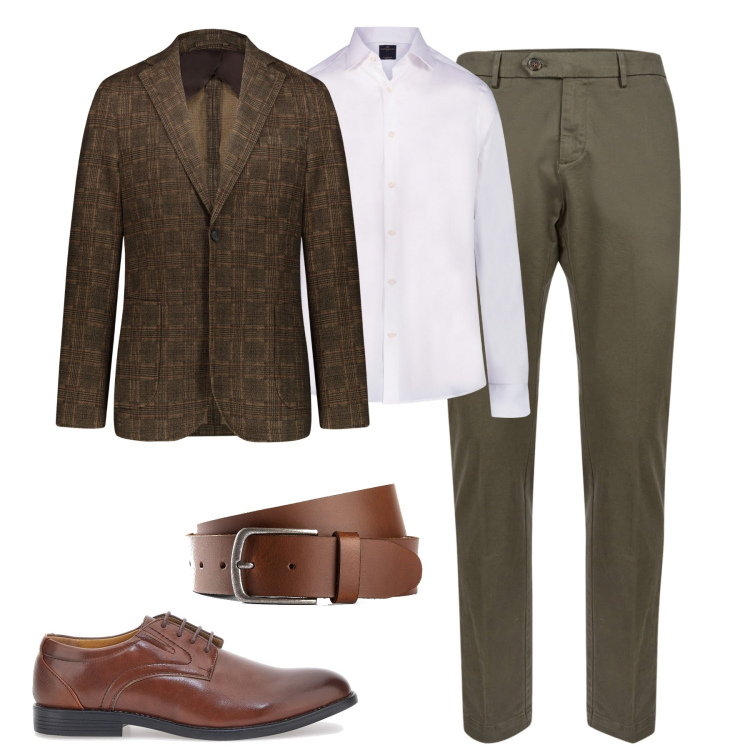 Outfit uomo - Stile a piccoli prezzi. Stile Business/Elegante per Tutti i giorni. Abbinamento con cinture, camicie, giacche, scarpe stringate, pantaloni chino.