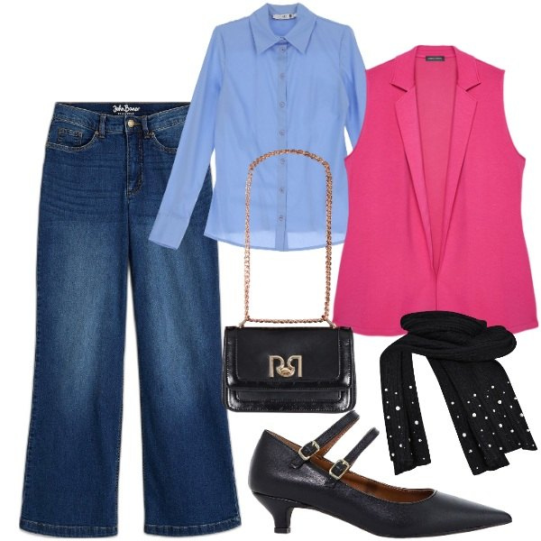 Outfit donna - Un nuovo anno, un nuovo stile. Stile Trendy per Tutti i giorni. Abbinamento con jeans, camicie, borse a tracolla, sciarpe, décolleté, gilet.