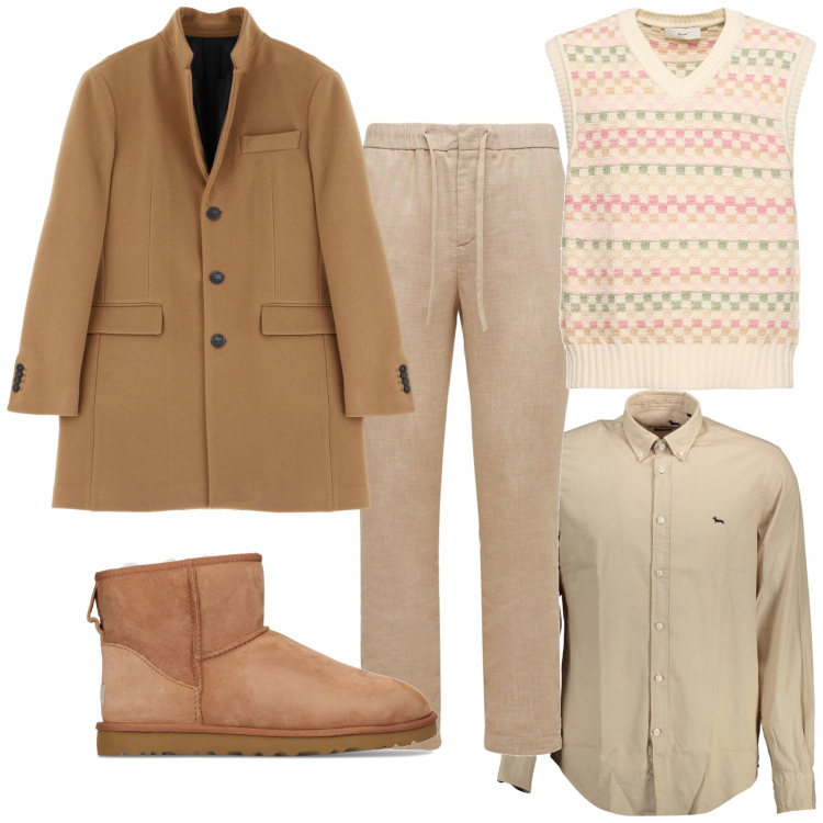 Outfit uomo - Lauering maschile. Stile Casual per Tutti i giorni. Abbinamento con cappotti, camicie, pantaloni chino, stivali, gilet.