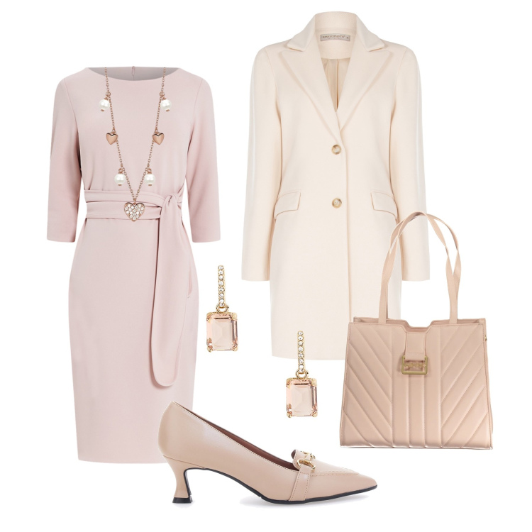Outfit donna - Wrap dress per una cerimonia. Stile Bon Ton per Cerimonia. Abbinamento con collane, vestiti midi/longuette, cappotti, orecchini, décolleté, borse a spalla.