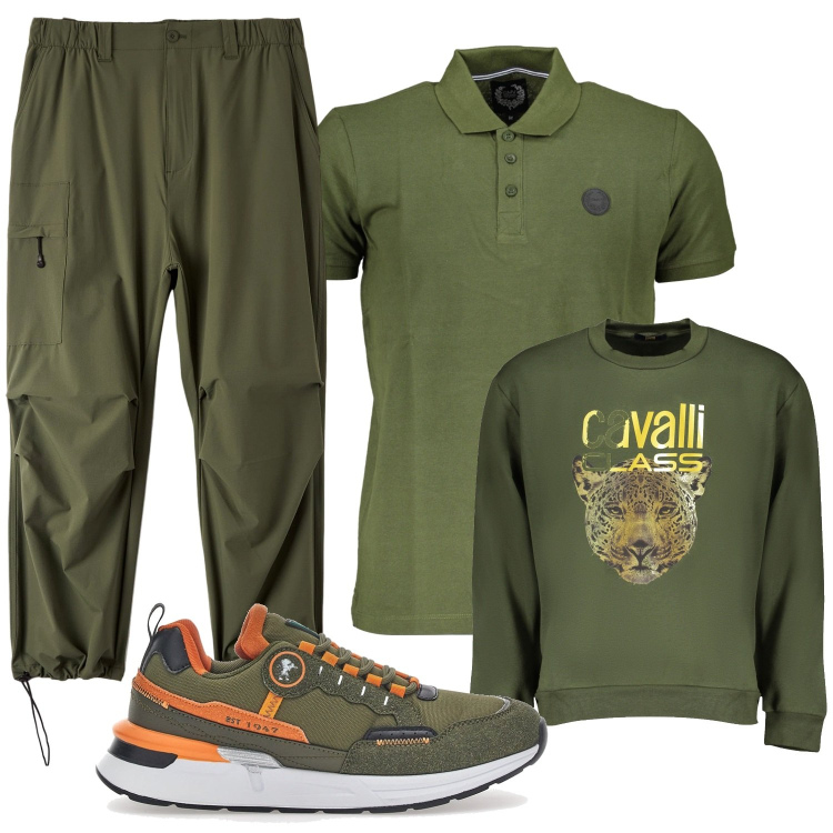 Outfit uomo - Cavalli. Stile Casual per Tutti i giorni. Abbinamento con pantaloni, polo, felpe, sneakers.
