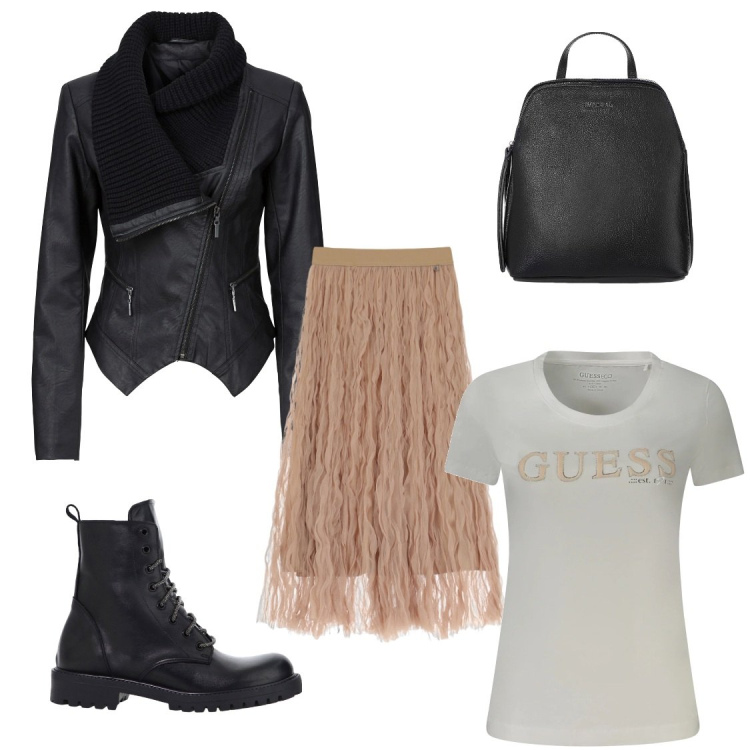 Outfit donna - Sportivo ma nn troppo. Stile Casual per Scuola/Università. Abbinamento con blazer, zaini, stivaletti, gonne lunghe, t-shirt.