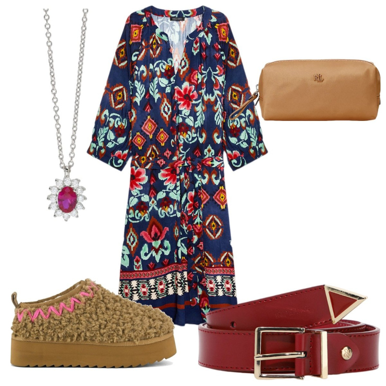 Outfit donna - Abbraccia le tue curve: etnico. Stile Etnico per Tutti i giorni. Abbinamento con collane, cinture, pochette, stivaletti, vestiti corti.