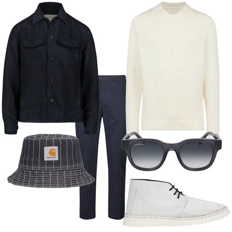Outfit uomo - Total look #2031108. Stile Trendy per Tutti i giorni. Abbinamento con stivali e stivaletti, maglieria, giacche, occhiali da sole, pantaloni, cappelli.