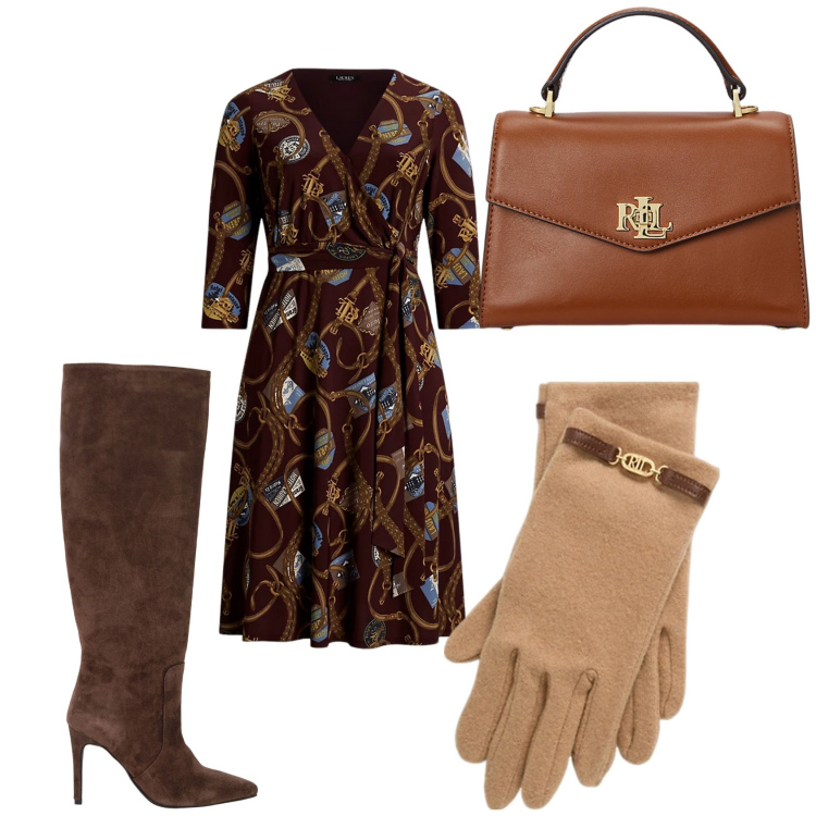 Outfit donna - Total look #2031147. Stile Chic per Tutti i giorni. Abbinamento con stivali, borse a mano, vestiti, guanti.