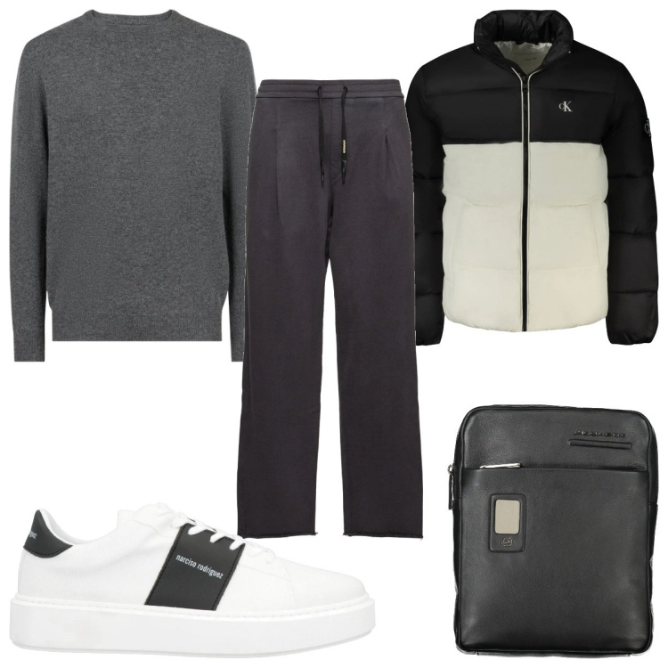 Outfit uomo - Total look #2031169. Stile Trendy per Sport. Abbinamento con sneakers, maglieria, pantaloni, portafogli, giacche.