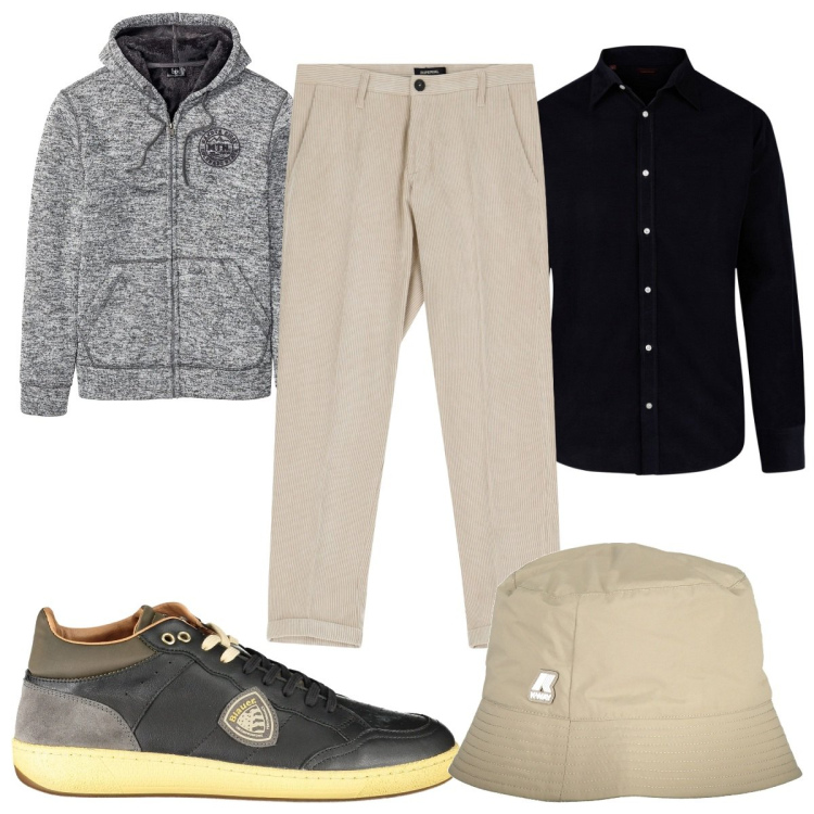 Outfit uomo - Total look #2031173. Stile Casual per Tutti i giorni. Abbinamento con giacche, pantaloni, camicie, cappelli, sneakers.