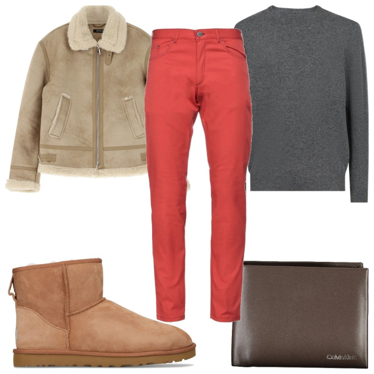 Outfit uomo - Total look #2031176. Stile Trendy per Tutti i giorni. Abbinamento con pantaloni, giacche, maglieria, stivali, portafogli.