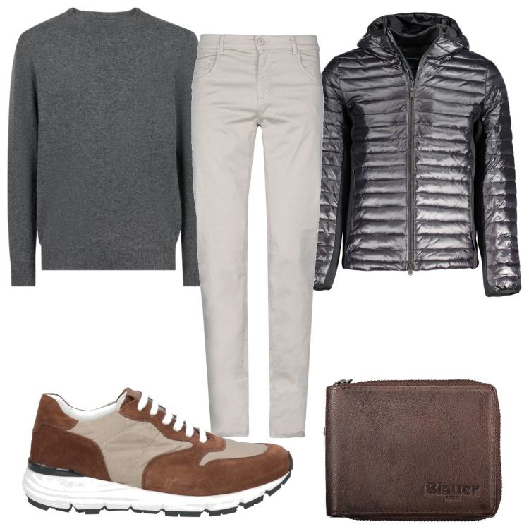 Outfit uomo - Total look #2031182. Stile Casual per Tutti i giorni. Abbinamento con pantaloni, sneakers, maglieria, portafogli, giacche.