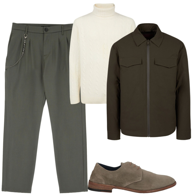 Outfit uomo - City. Stile Urban per Tutti i giorni. Abbinamento con scarpe stringate, pantaloni, maglieria, piumini.
