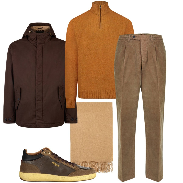 Outfit uomo - Il dolcevita arancio. Stile Business/Elegante per Ufficio. Abbinamento con sciarpe, giacche, maglieria, pantaloni, sneakers.