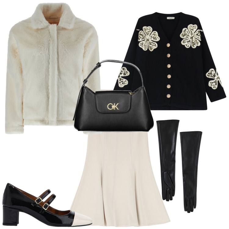 Outfit donna - Total look #2031344. Stile Bon Ton per Cerimonia. Abbinamento con décolleté, gonne, cardigans, guanti, cappotti, borse a spalla.