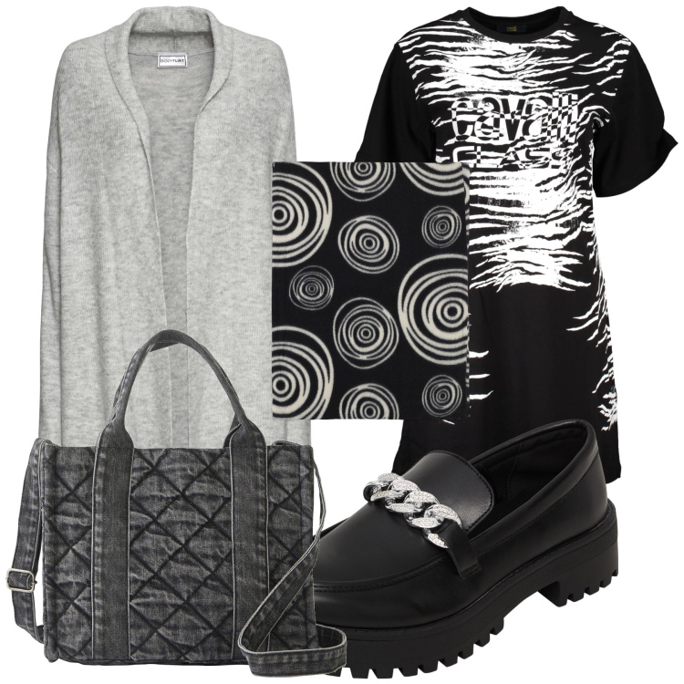 Outfit donna - Il cardigan per l ufficio. Stile Urban per Ufficio. Abbinamento con cardigans, borse a mano, mocassini, foulard, vestiti corti.