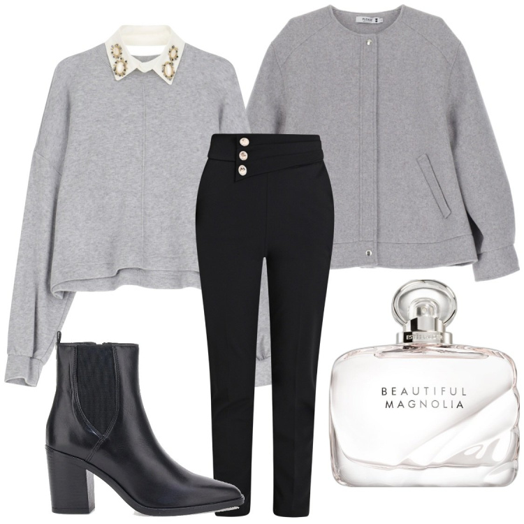 Outfit donna - Cliente importante. Stile Bon Ton per Ufficio. Abbinamento con profumi, bomber, pantaloni, pullovers, stivaletti.