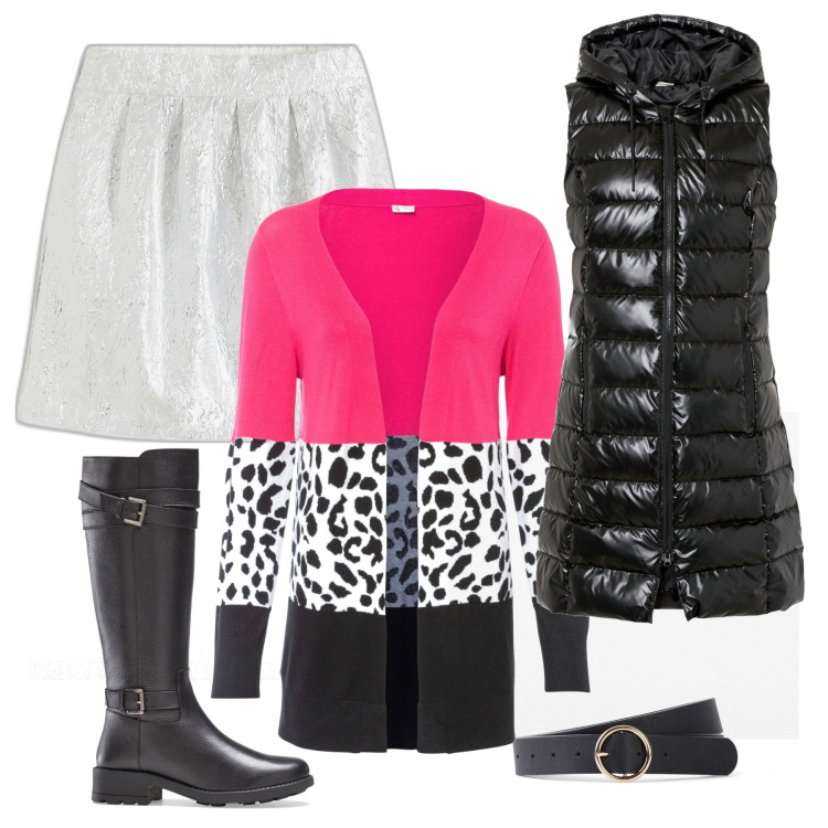 Outfit donna - Casual. Stile Casual per Tutti i giorni. Abbinamento con gilet, cardigans, cinture, stivali, gonne.