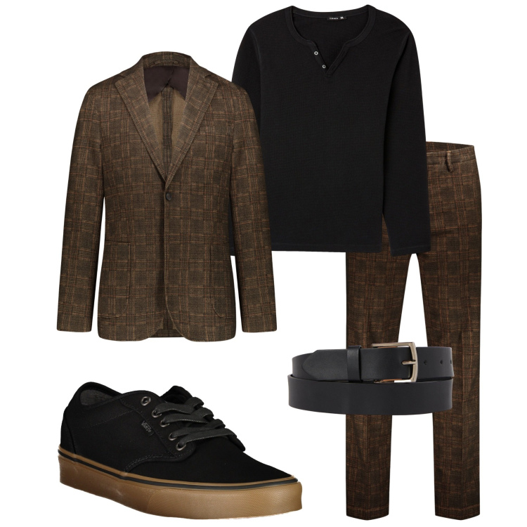 Outfit uomo - Serata evento. Stile Trendy per Serata speciale. Abbinamento con t-shirt, pantaloni, giacche, sneakers, cinture.