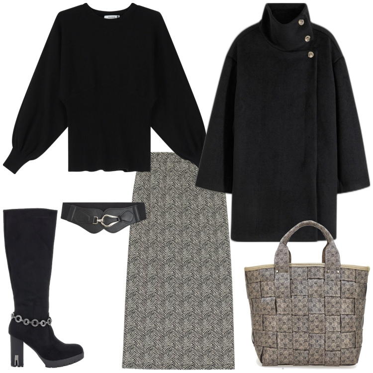 Outfit donna - Lo stile minimal per il nuovo anno. Stile Minimal per Tutti i giorni. Abbinamento con cappotti, cinture, gonne, maglieria, stivali, borse a mano.