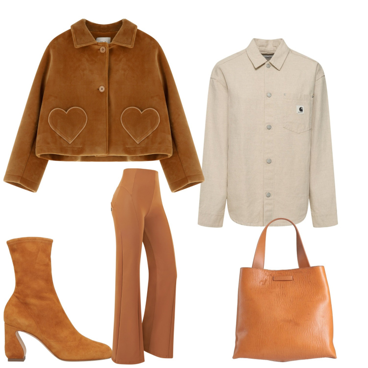 Outfit donna - Lunghezze. Stile Casual chic per Ufficio. Abbinamento con stivaletti, borse a mano, pantaloni, blazer, camicie.