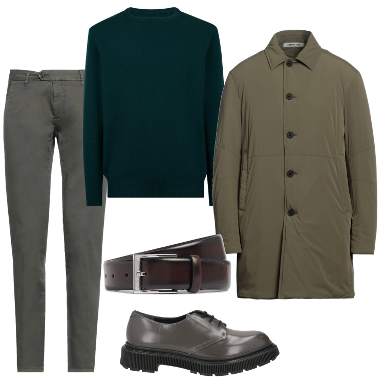 Outfit uomo - Il cappotto che fa la differenza. Stile Casual per Tutti i giorni. Abbinamento con scarpe stringate, trench, pantaloni, maglieria, cinture.