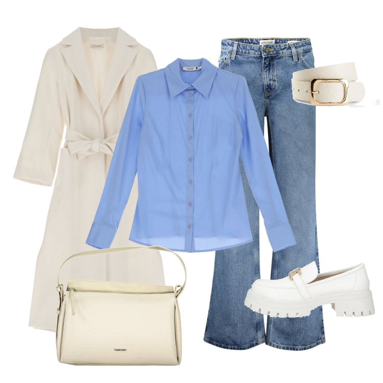 Outfit donna - Dai toni delicati. Stile Casual chic per Tutti i giorni. Abbinamento con cinture, mocassini, camicie, cappotti, jeans, borse a spalla.