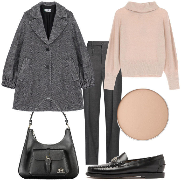 Outfit donna - Total look #2031889. Stile Basic per Tutti i giorni. Abbinamento con pantaloni, fondotinta, cappotti, maglieria, borse a spalla, mocassini.