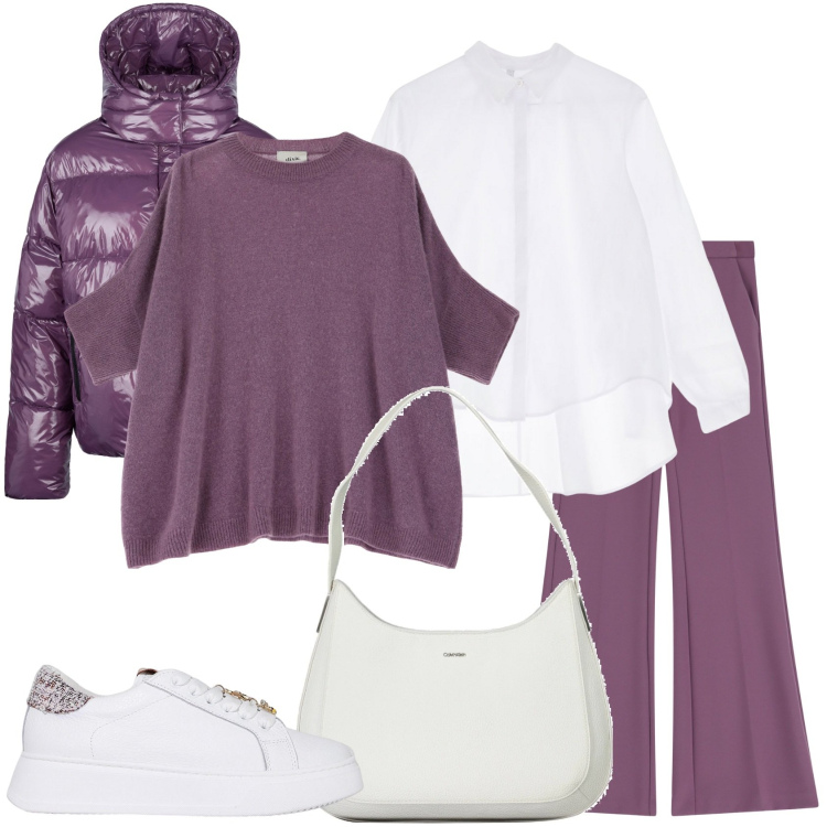 Outfit donna - Glamour in questo periodo. Stile Glamour per Tutti i giorni. Abbinamento con pantaloni, camicie, sneakers, pullovers, blazer, borse a spalla.