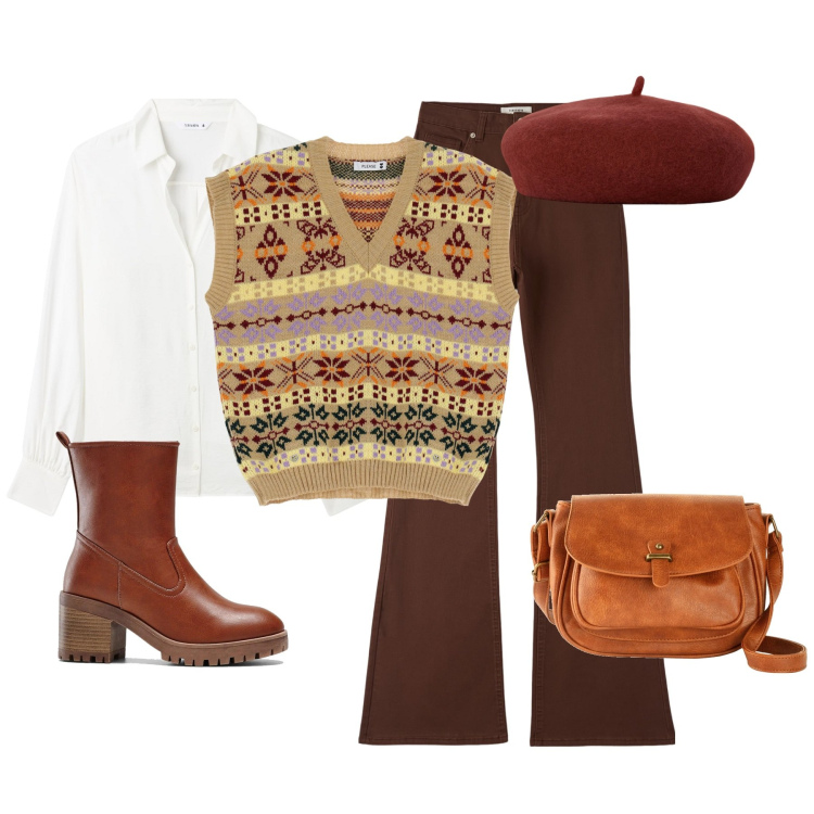 Outfit donna - Un tocco vintage. Stile Vintage retrò per Tutti i giorni. Abbinamento con borse a tracolla, stivaletti, pantaloni, camicie, gilet, cappelli e berretti.