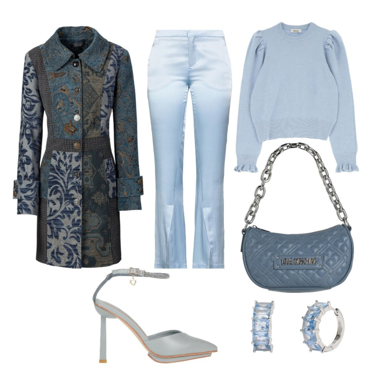 Outfit donna - Cerimonia a gennaio. Stile Chic per Cerimonia. Abbinamento con cappotti, pantaloni, borse a mano, décolleté, orecchini, pullovers.