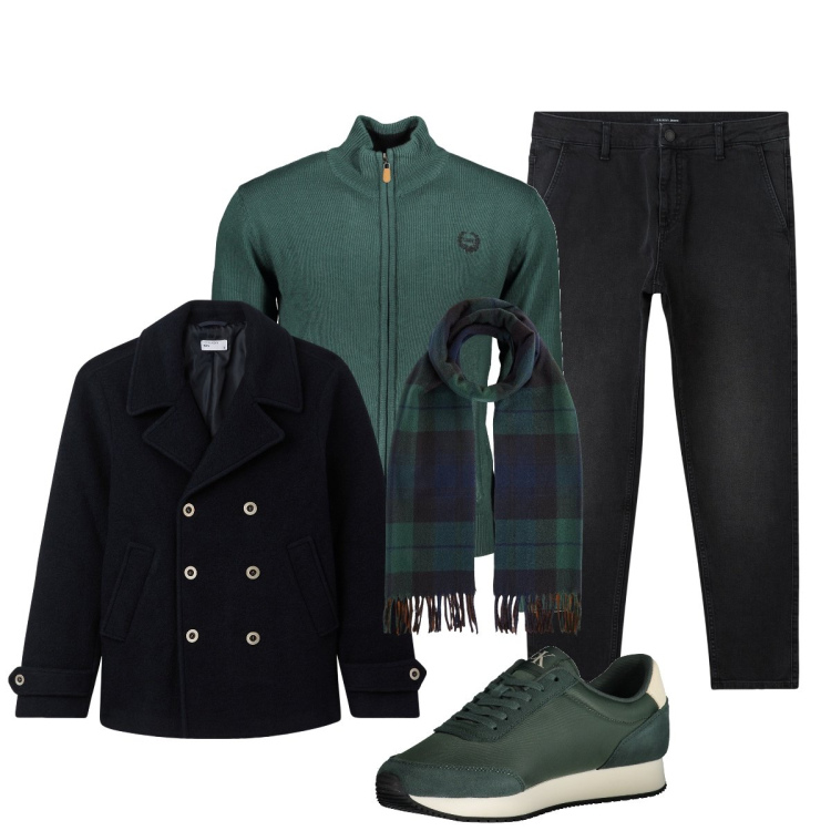 Outfit uomo - Total look #2032039. Stile Casual per Tutti i giorni. Abbinamento con jeans, cappotti, sneakers, cardigans, sciarpe.