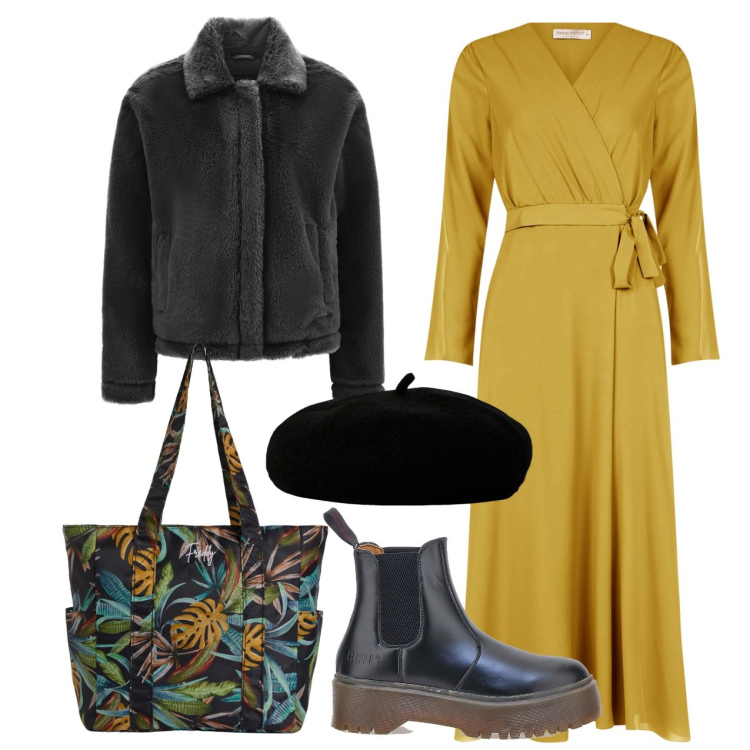 Outfit donna - Un nuovo anno, un nuovo stile. Stile Bon Ton per Ufficio. Abbinamento con vestiti chemisier, cappotti, shopping bag, stivaletti chelsea, cappelli e berretti.