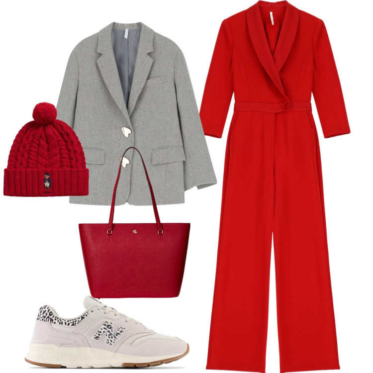 Outfit donna - Red passion. Stile Casual chic per Tutti i giorni. Abbinamento con sneakers, blazer, tute, borse tote, berretti.