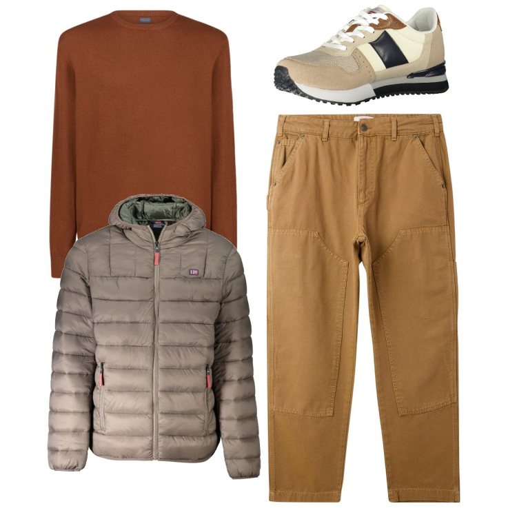 Outfit uomo - Browny. Stile Casual per Tutti i giorni. Abbinamento con pantaloni, maglieria, sneakers, giacche.