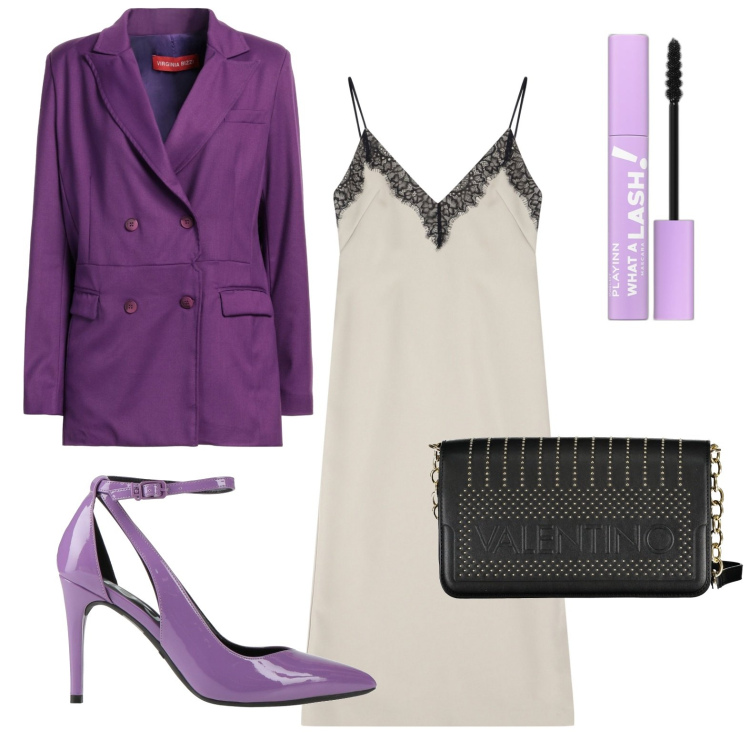 Outfit donna - Slip dress per la sera. Stile Glamour per Serata fuori. Abbinamento con décolleté, blazer, mascara, vestiti midi/longuette, borse a tracolla.