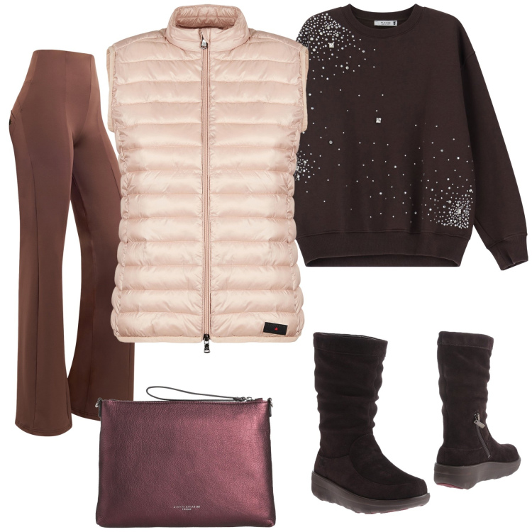 Outfit donna - Lo smanicato caldo. Stile Urban per Tutti i giorni. Abbinamento con borse a mano, stivaletti, felpe, pantaloni skinny, piumini.