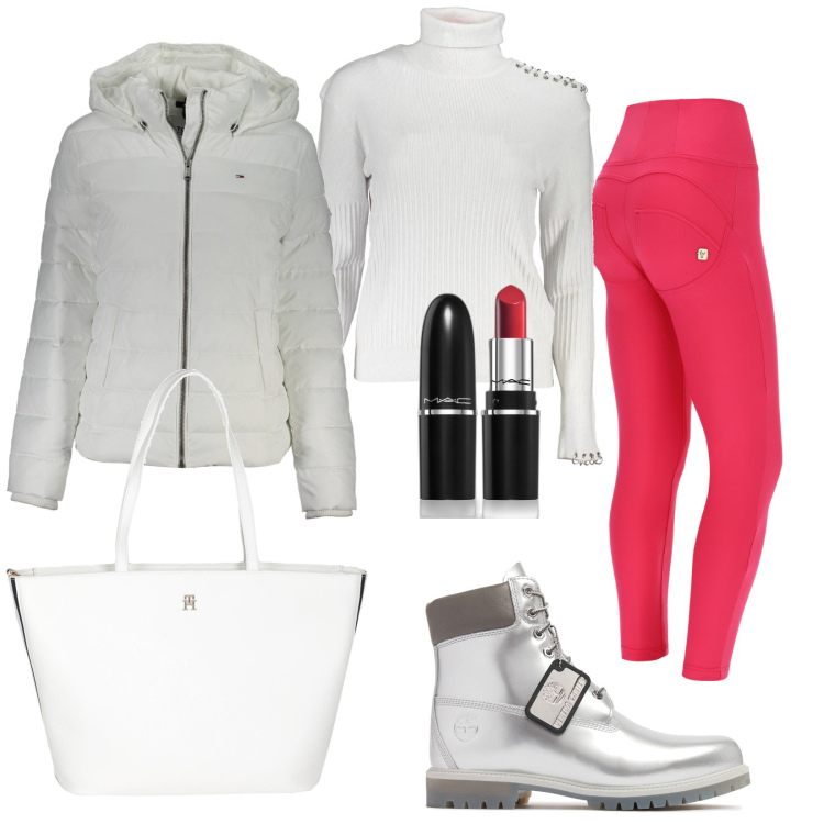 Outfit donna - Tendenzialmente Urban. Stile Urban per Tutti i giorni. Abbinamento con borse a mano, rossetti, pantaloni skinny, blazer, maglieria, stivali.