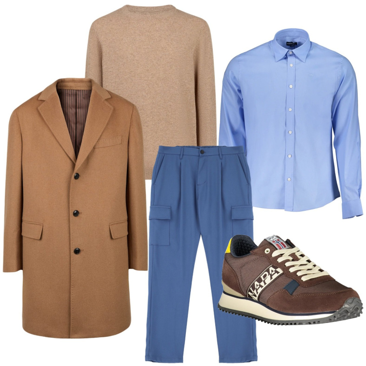 Outfit uomo - I pantaloni cargo. Stile Urban per Ufficio. Abbinamento con pantaloni cargo, cappotti, sneakers, camicie, maglieria.