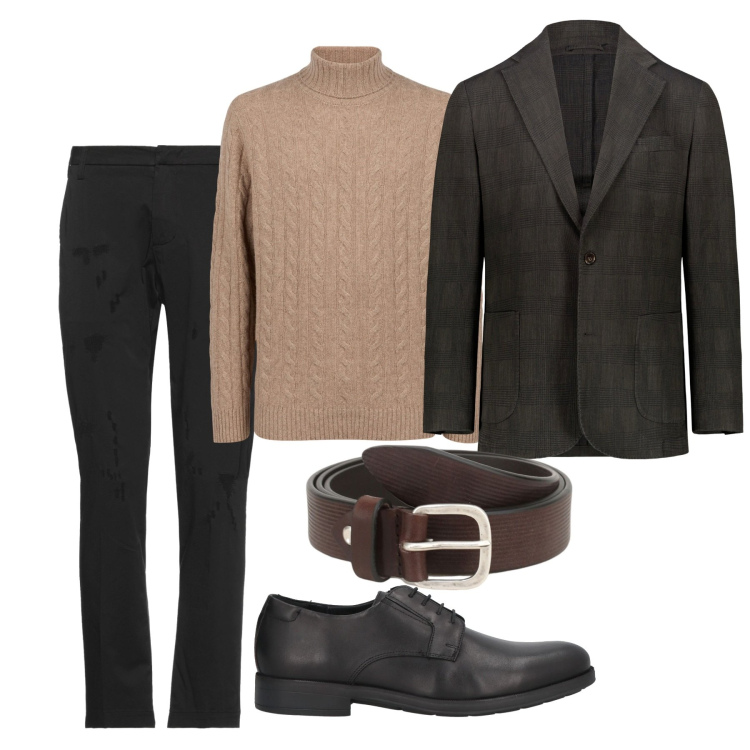 Outfit uomo - Il pull a trecce. Stile Casual per Serata speciale. Abbinamento con pantaloni, scarpe stringate, cinture, giacche, maglieria.