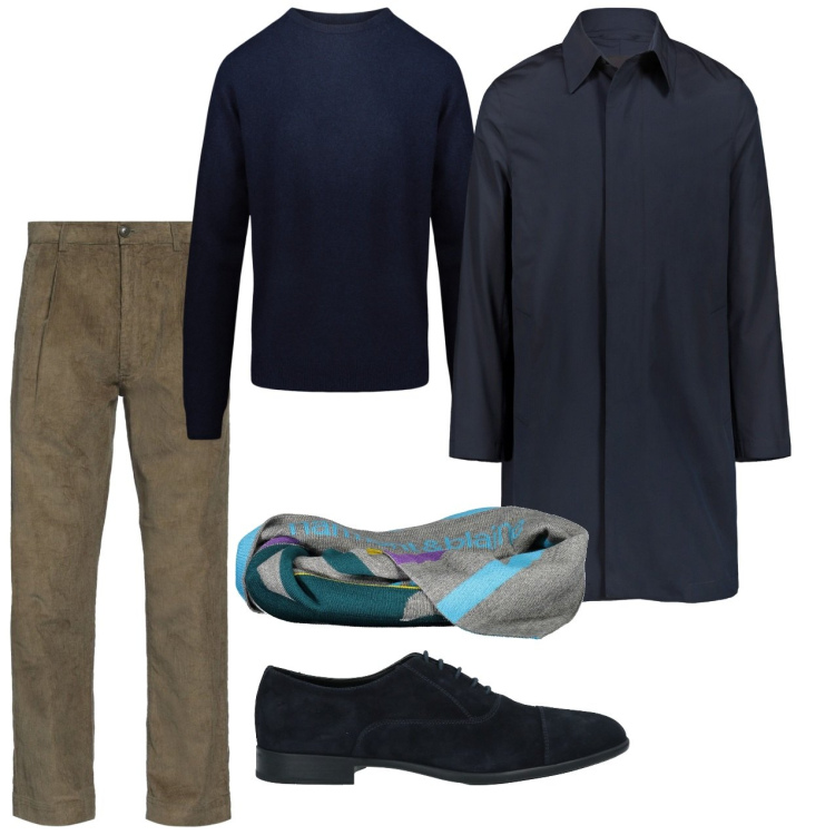 Outfit uomo - I pantaloni a coste. Stile Casual per Tutti i giorni. Abbinamento con pantaloni chino, scarpe stringate, maglieria, giacche, sciarpe.