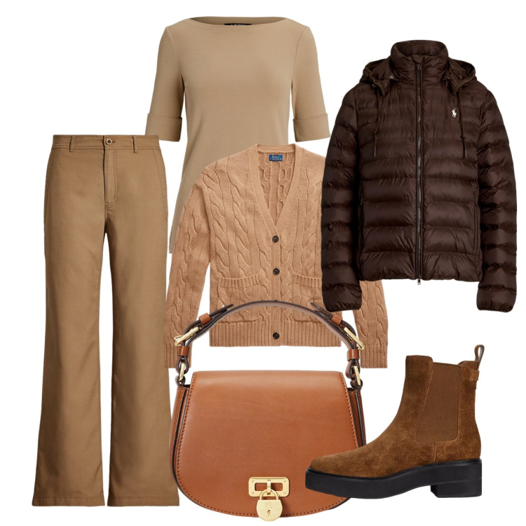 Outfit donna - Tonalità calde per gennaio - Focus Donna. Stile Bon Ton per Tutti i giorni. Abbinamento con t-shirt, pantaloni, borse a tracolla, stivaletti chelsea, giacche, cardigans.